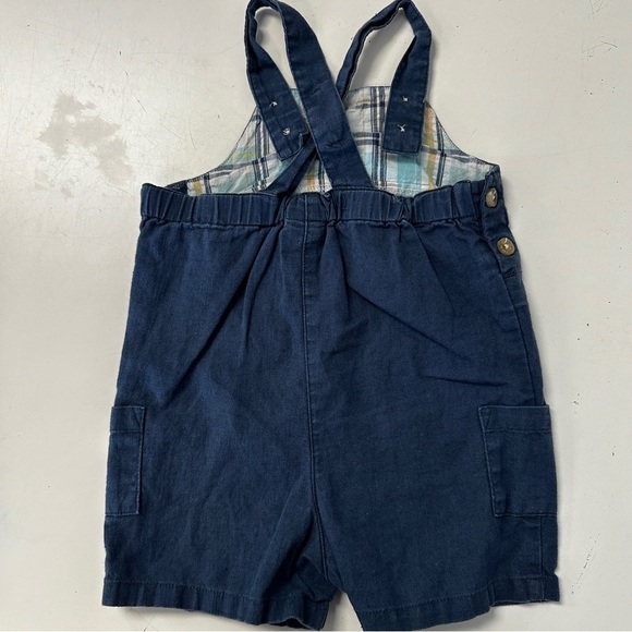 Janie & Jack Navy Short Linen Overall 3-6m - Picture 5 of 5